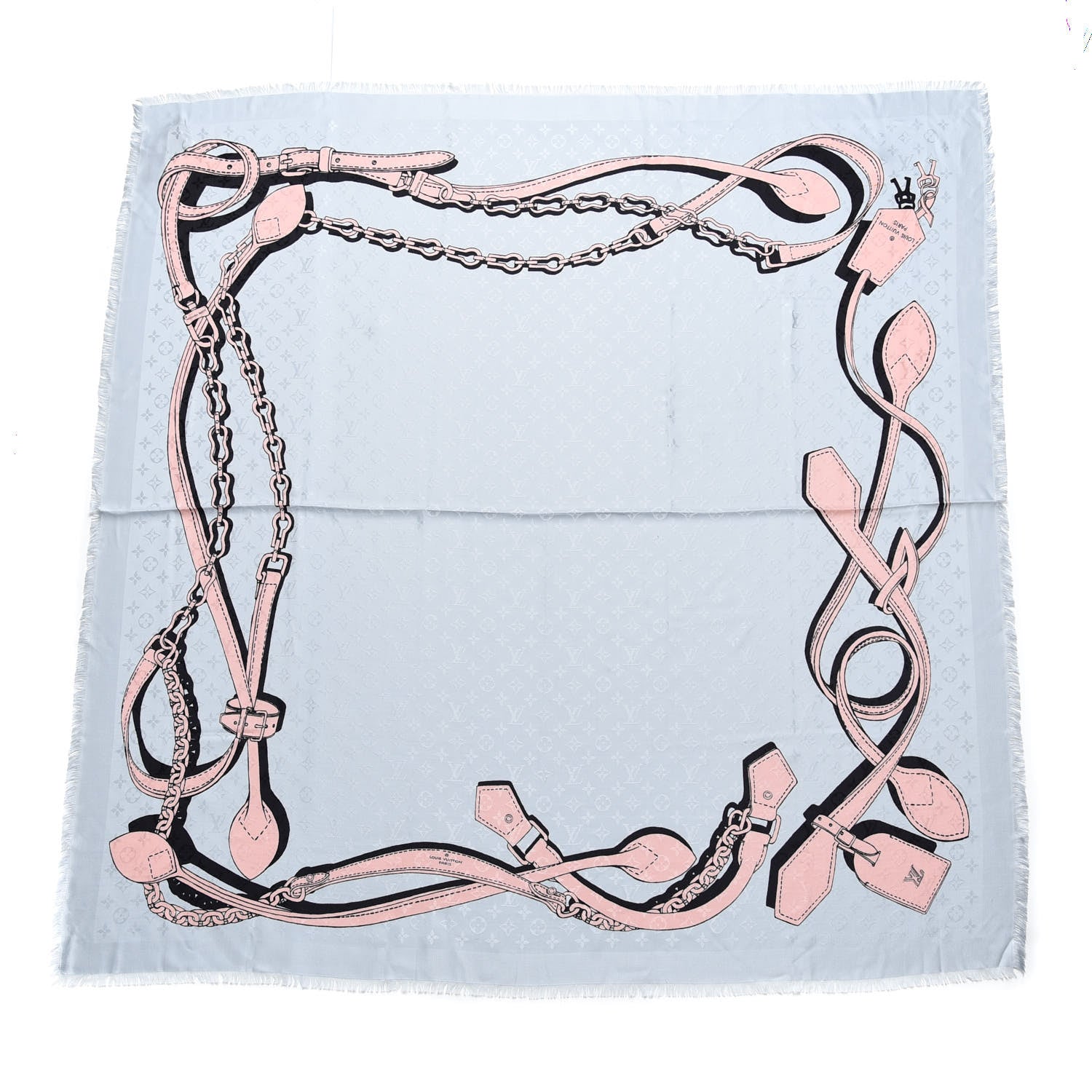 Louis Vuitton Silk Wool Square Handle Me Scarf Gris 1 of 5