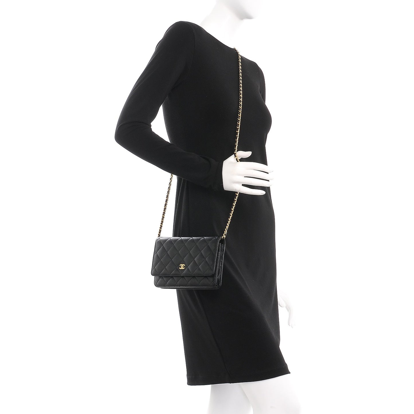 Caviar Quilted Wallet On Chain WOC Black
