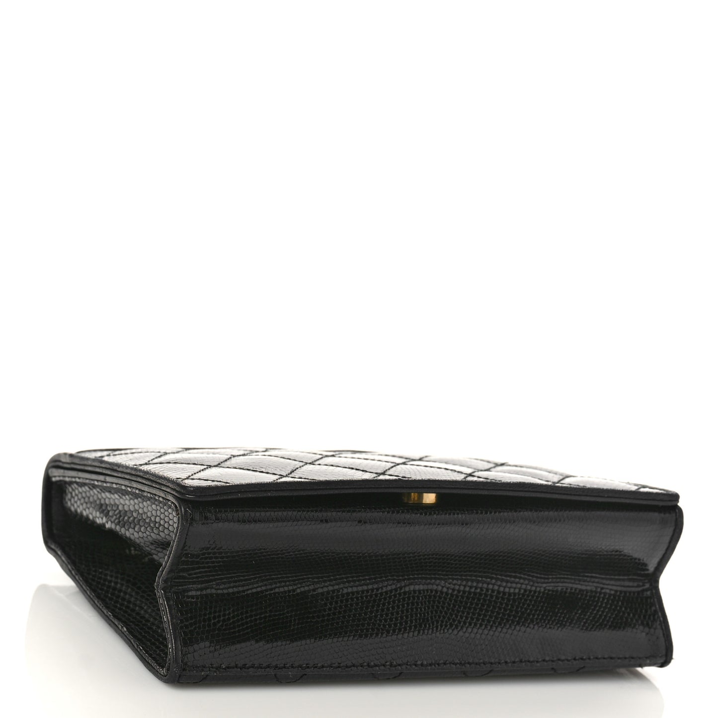 Lizard Quilted CC Single Flap Bag Black
