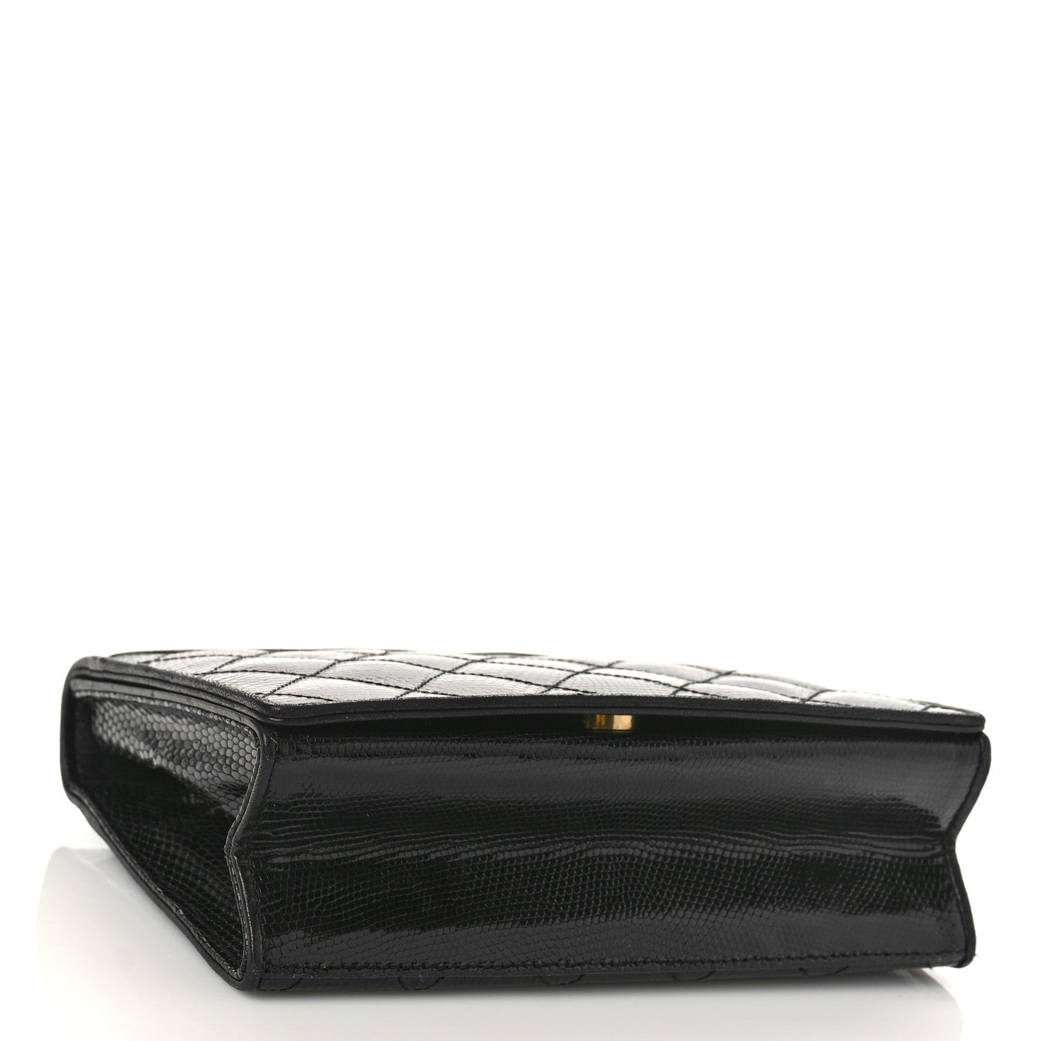 Chanel Lizard Quilted CC Single Flap Bag Black 4 of 13