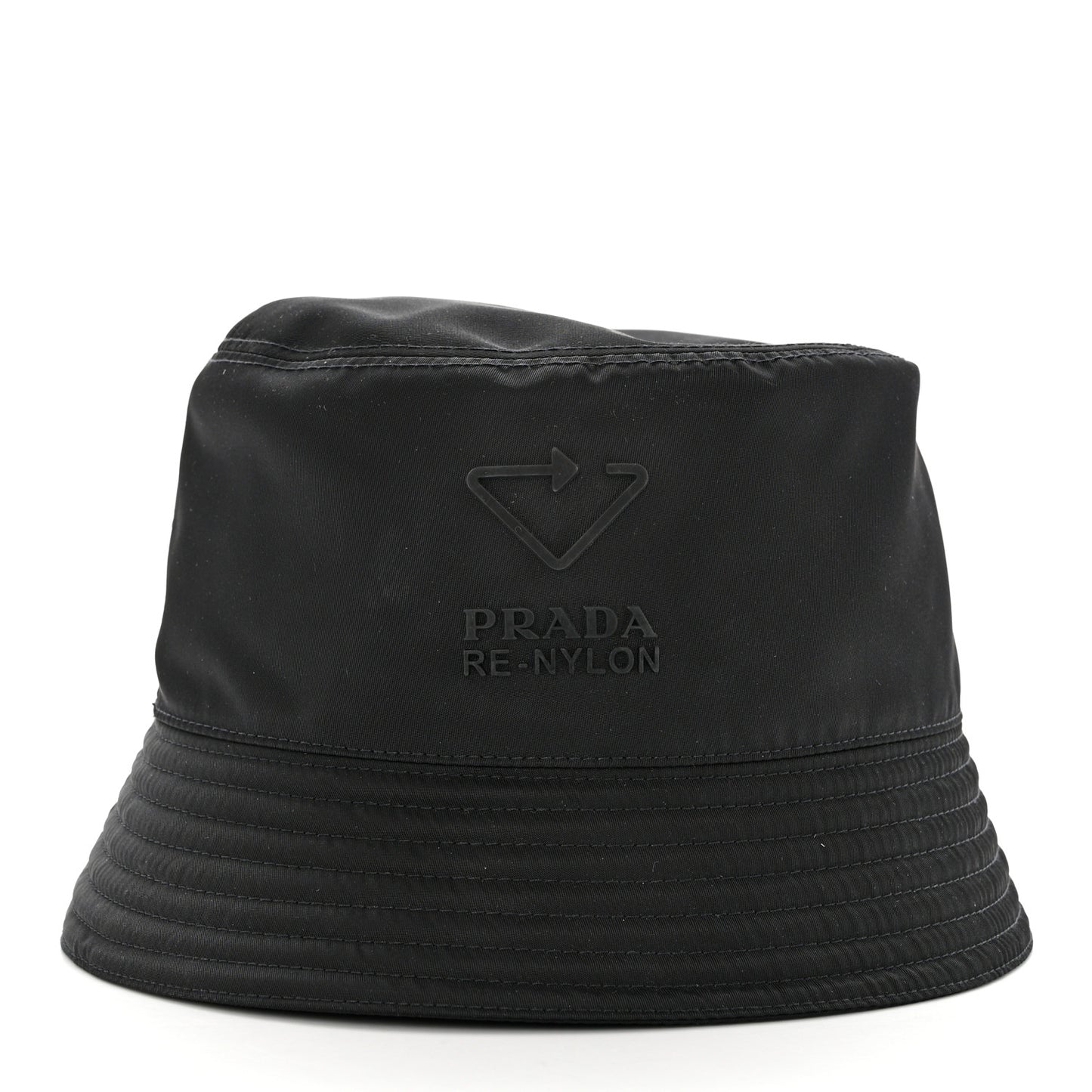 Re-Nylon Saffiano Metal Triangle Logo Womens Bucket Hat S Black