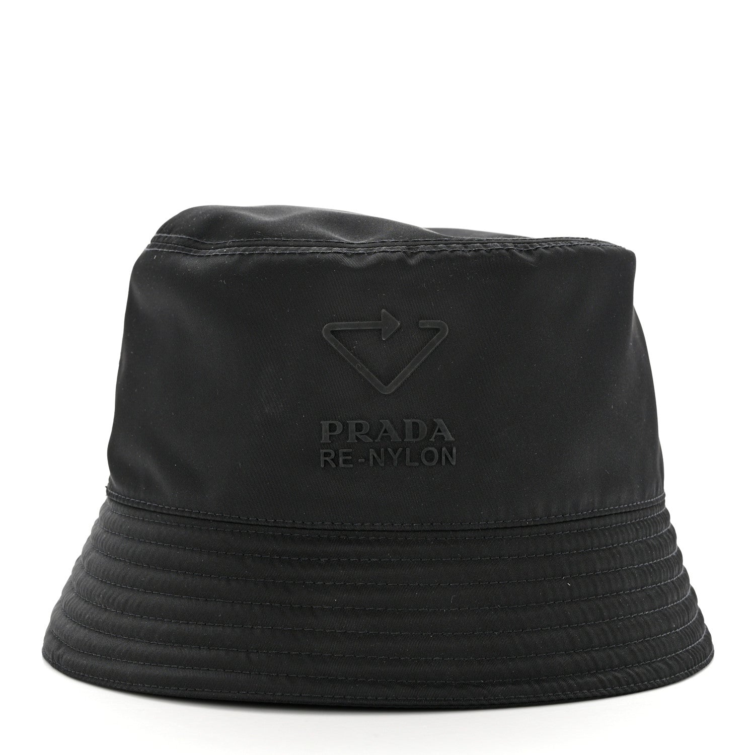Prada Re-Nylon Saffiano Metal Triangle Logo Womens Bucket Hat S Black 6 of 8