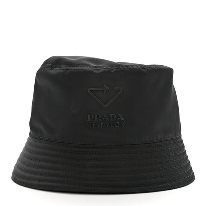 Prada Re-Nylon Saffiano Metal Triangle Logo Womens Bucket Hat S Black 6 of 8