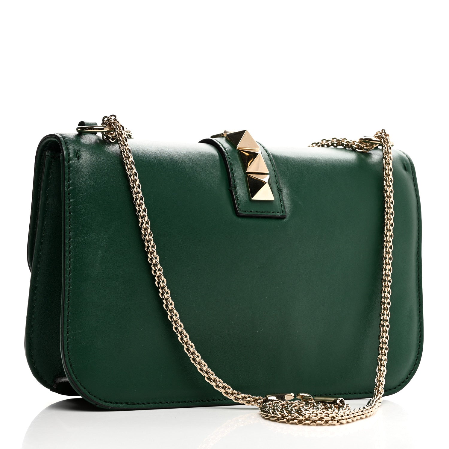 Valentino Garavani Vitello Medium Glam Lock Rockstud Flap Smeraldo 3 of 10