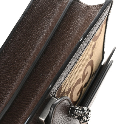 Gucci Monogram Jumbo GG Textured Dollar Calfskin Small Dionysus Shoulder Bag Camel Ebony New Acero 11 of 11