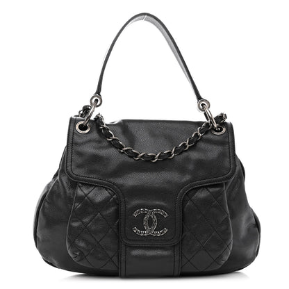 Chanel Glazed Caviar Coco Rider Flap Hobo Dark Grey 1 of 10