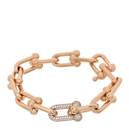 Tiffany 18K Rose Gold Diamond Large HardWear Link Bracelet 1 of 3