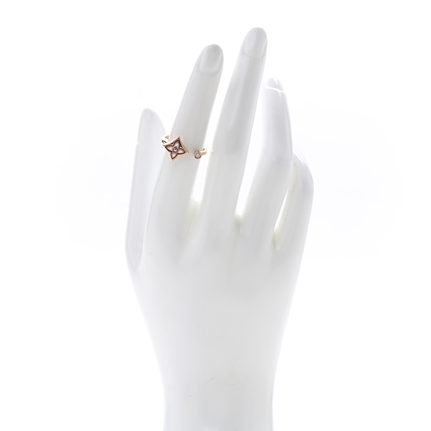 Louis Vuitton 18K Pink Gold Diamond Mother of Pearl Mini Color Blossom Star Ring 51 5.75 2 of 6