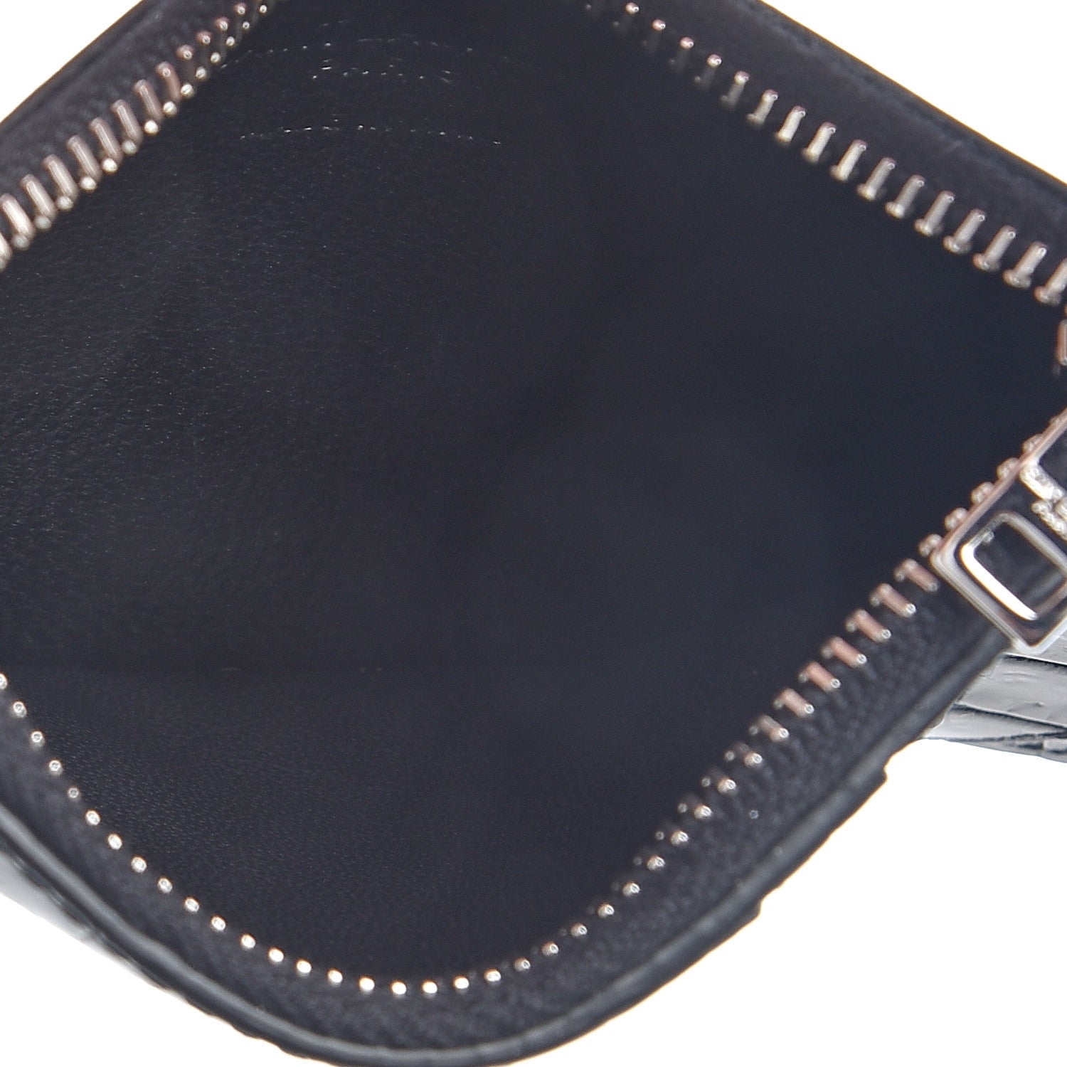 Saint Laurent Calfskin Crocodile Embossed 5 Fragments Zip Pouch Card Holder Black 4 of 6