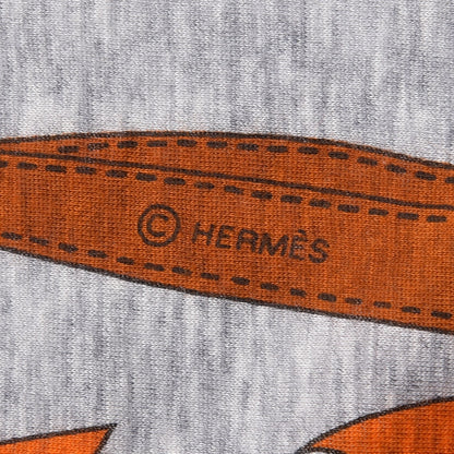Hermes Cotton Monsieur Et Madame Shawl 140 Grey 5 of 7
