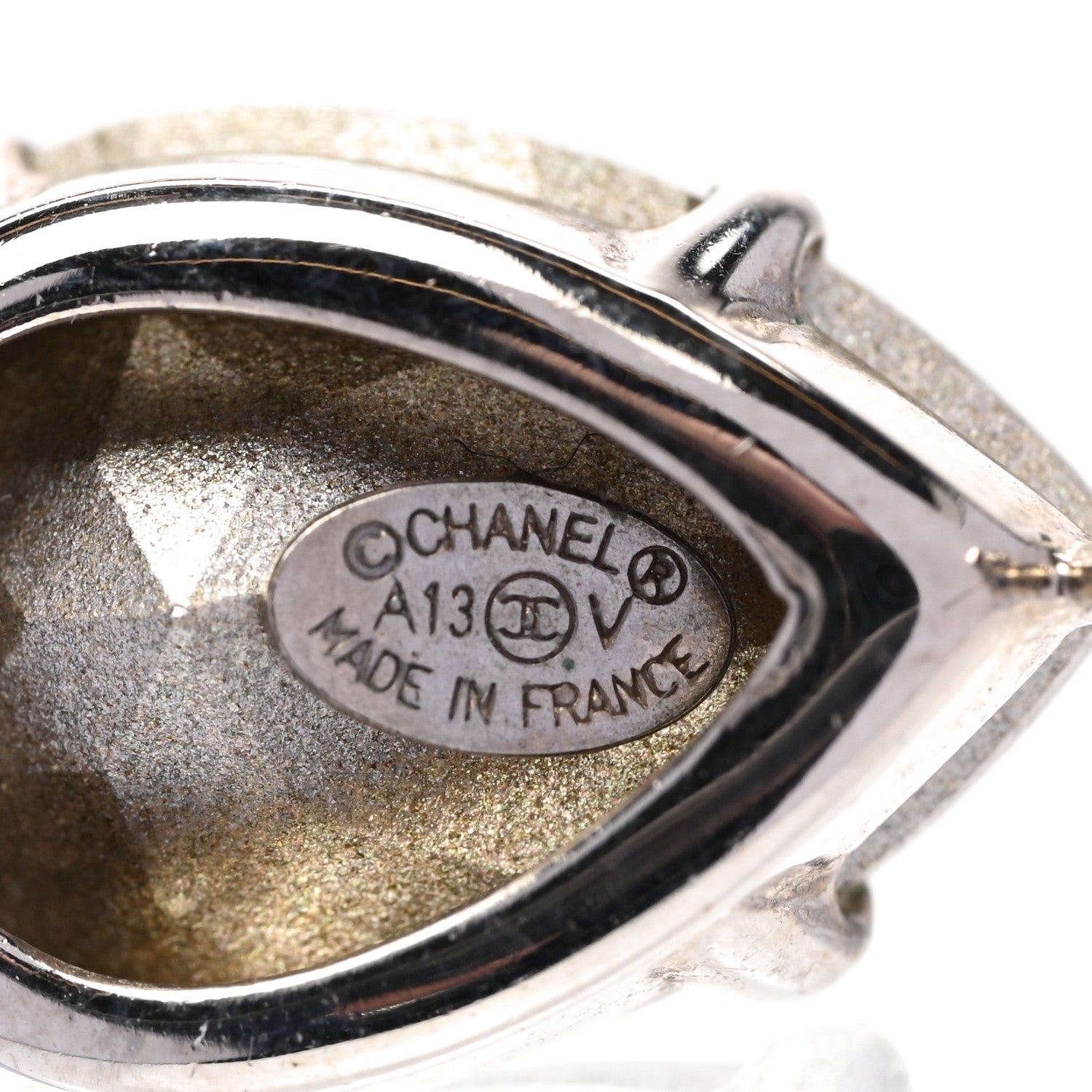 Chanel Crystal CC Tear Drop Earrings Silver 4 of 4