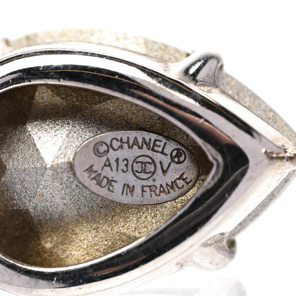 Chanel Crystal CC Tear Drop Earrings Silver 4 of 4