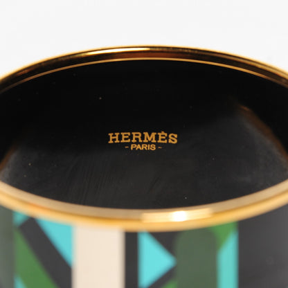 Hermes Enamel Printed Extra Wide Perspective Cavaliere Bracelet 62 Foret 3 of 6