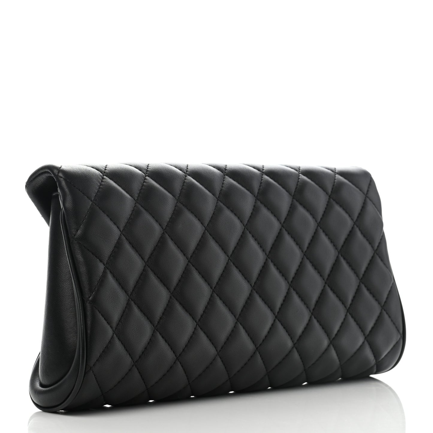Lambskin Quilted Fold Up Again Clutch Black