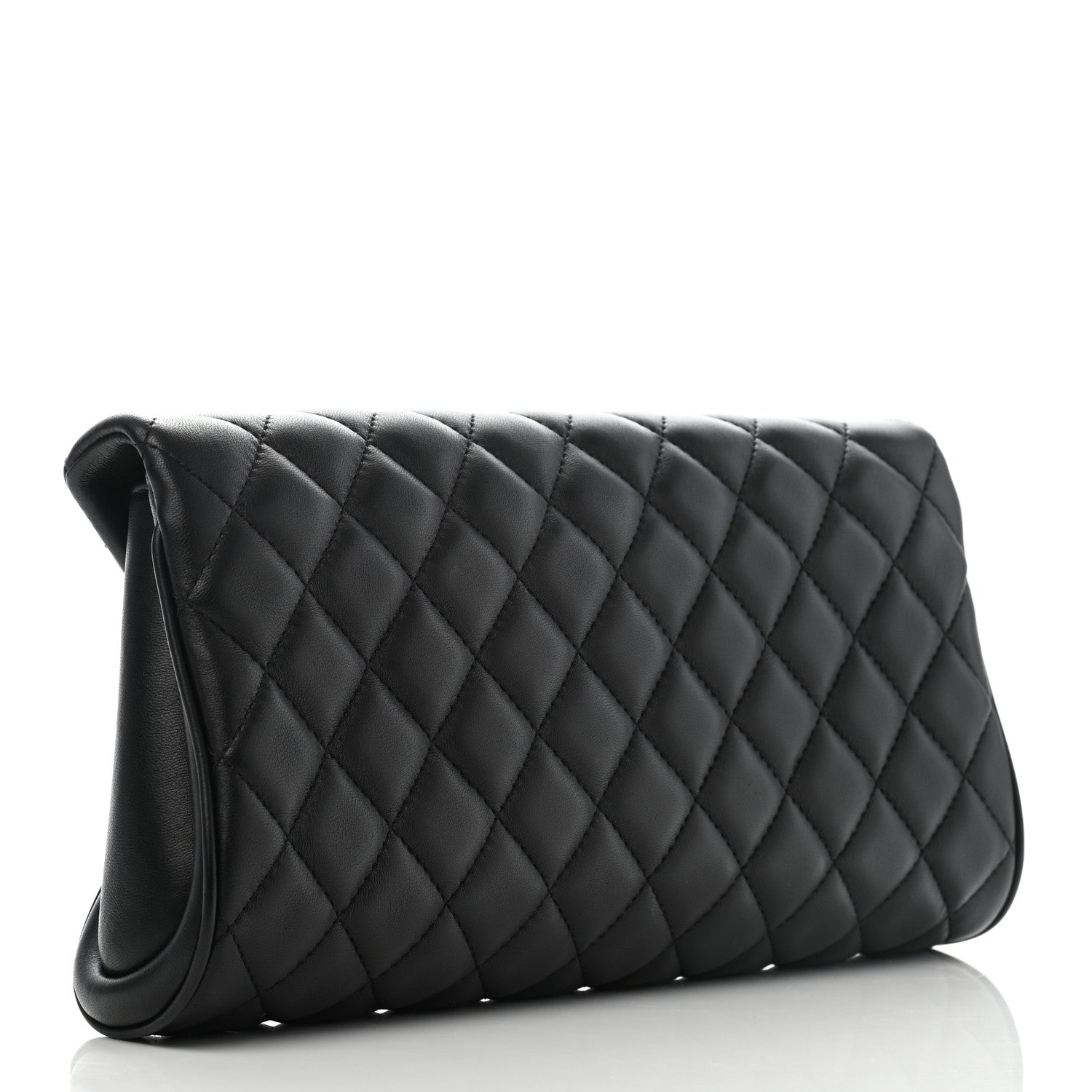 Chanel Lambskin Quilted Fold Up Again Clutch Black 3 of 11
