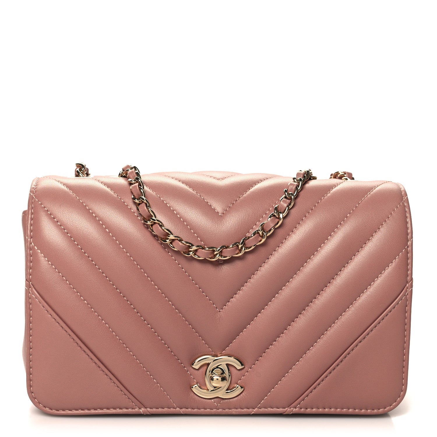 Chanel Calfskin Chevron Quilted Mini Statement Flap Pink 1 of 11