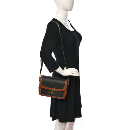 Celine Calfskin Triomphe Canvas Teen Triomphe Bag Tan 2 of 10