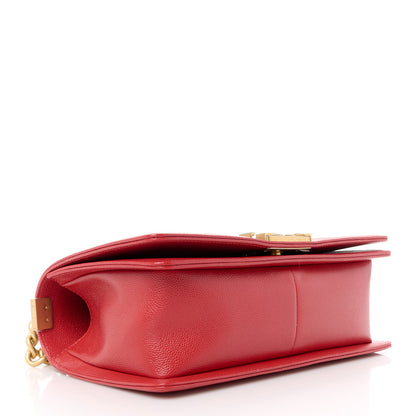 Chanel Caviar Chevron Quilted Medium Boy Flap Red 4 of 10