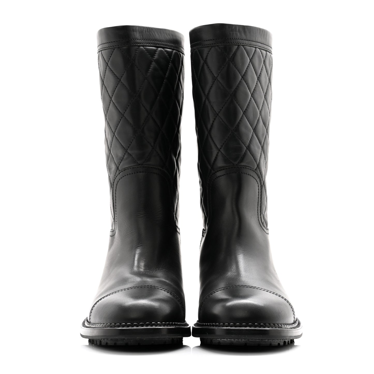 Calfskin Quilted CC Boots 40 Black