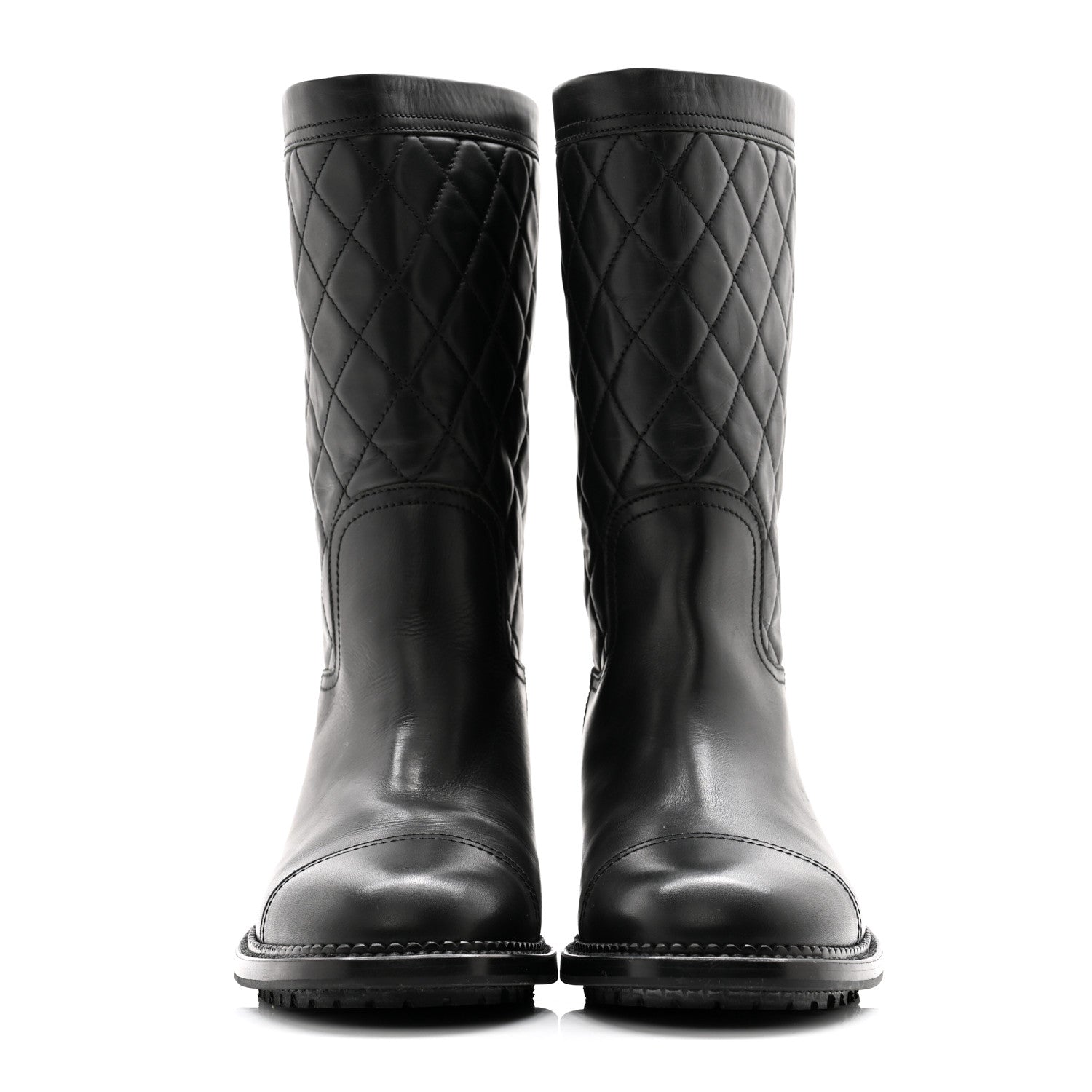 Chanel Calfskin Quilted CC Boots 40 Black 2 of 10