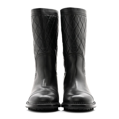 Chanel Calfskin Quilted CC Boots 40 Black 2 of 10