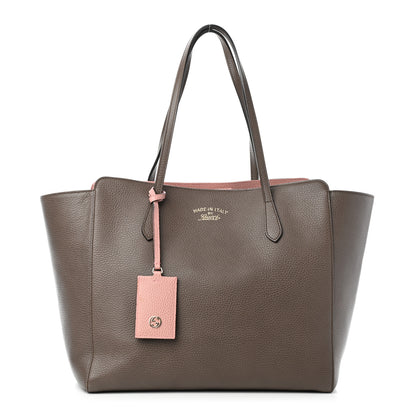 Gucci Dollar Calfskin Medium Swing Tote Grey Field Soft Pink 1 of 6
