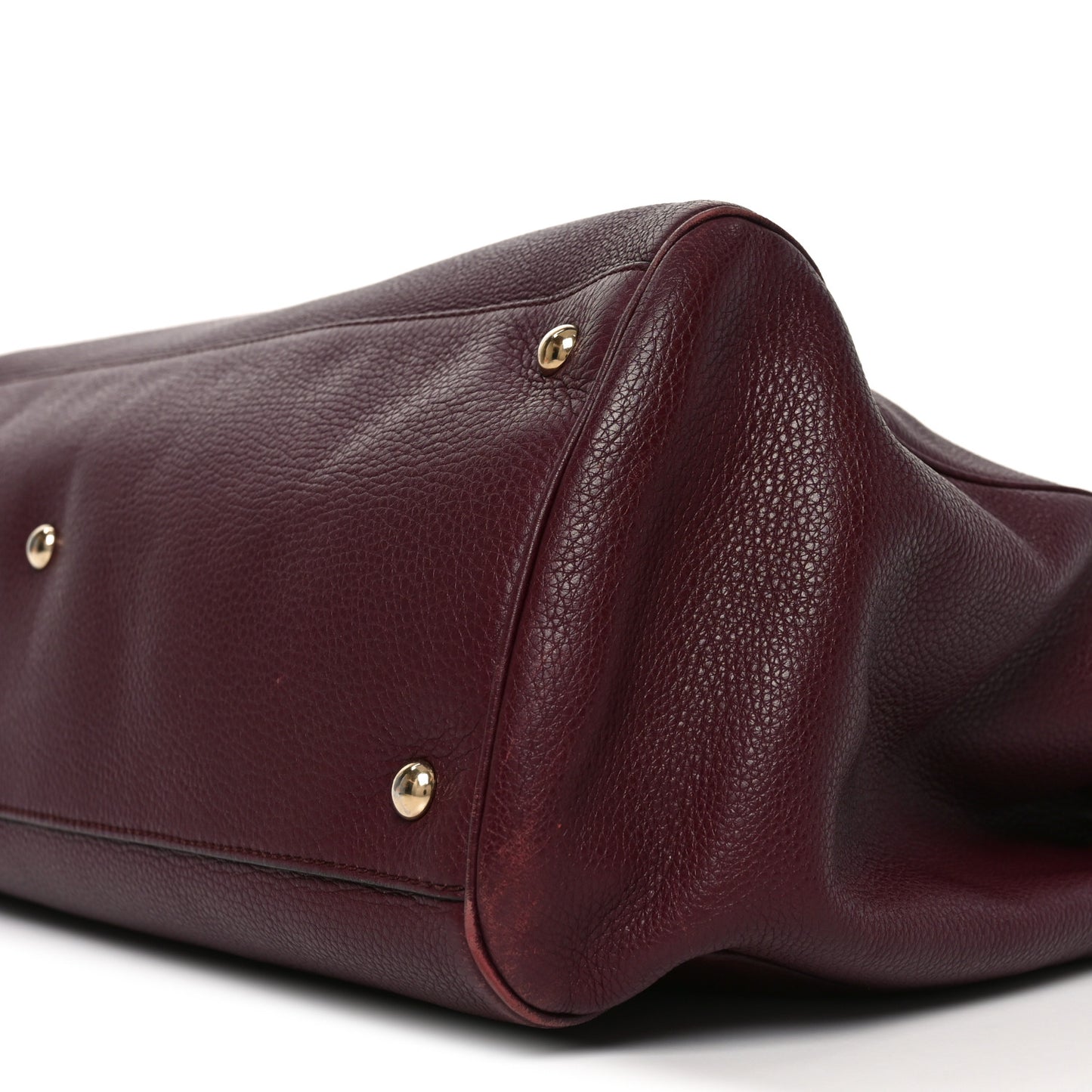 Pebbled Calfskin Large Bamboo Shopper Tote Burgundy