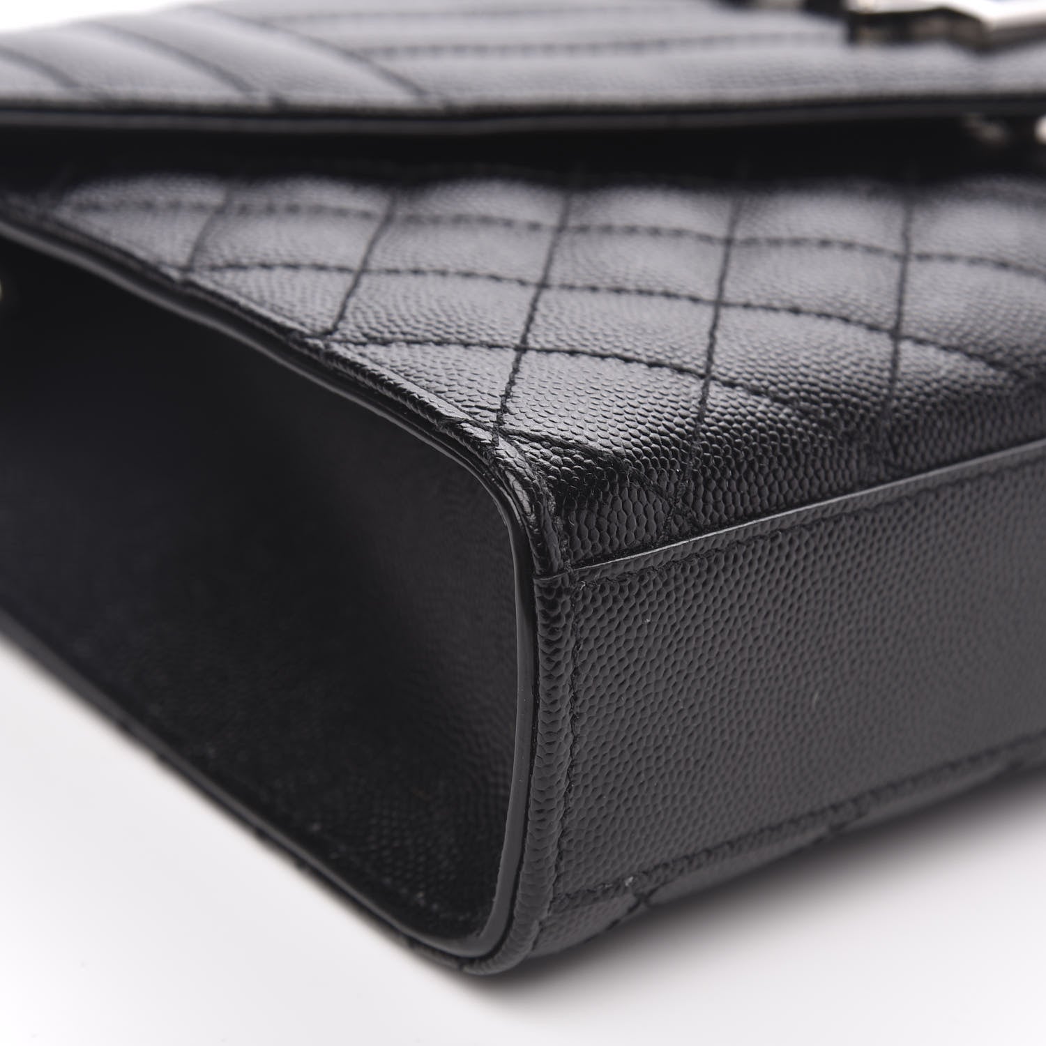 Saint Laurent Grain De Poudre Textured Mixed Matelasse Triquilt Medium Monogram Satchel Black 8 of 9
