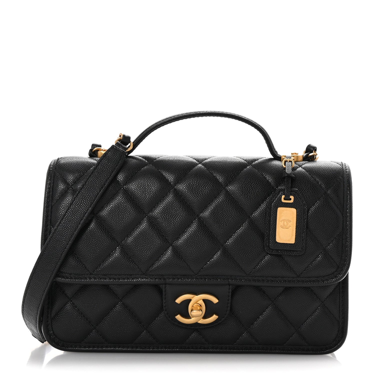Chanel Caviar Quilted School Memory Small Top Handle Flap Black 1 of 10