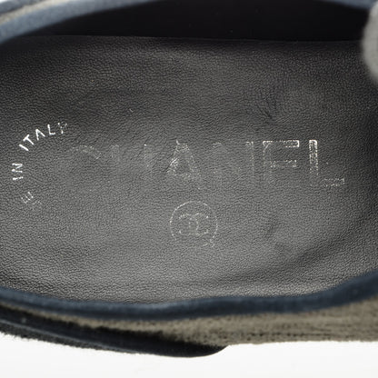 Chanel Cotton Lace Up Espadrilles 37 Dark Green Black 7 of 8