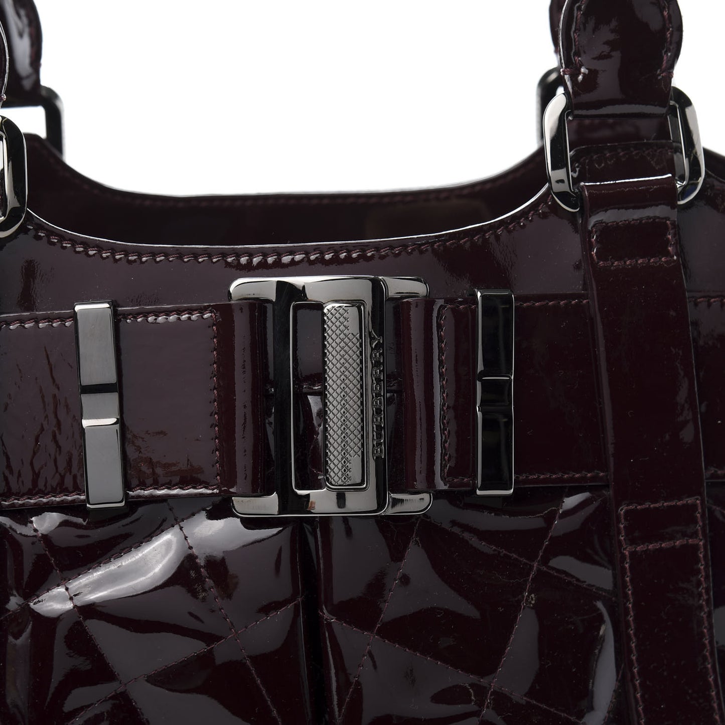 Patent Quilted Small Eastmore Landscape Tote Plum