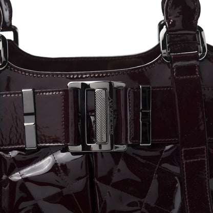 Burberry Patent Quilted Small Eastmore Landscape Tote Plum 9 of 11