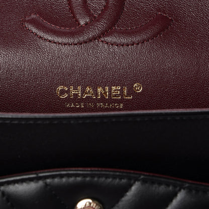 Chanel Lambskin Chevron Quilted Medium Double Flap Black 9 of 11