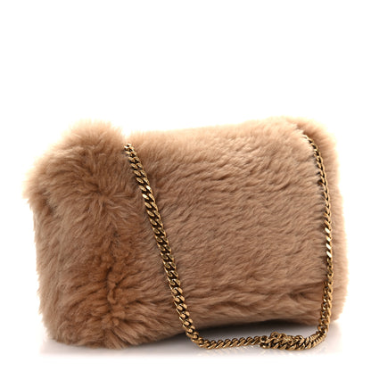 Saint Laurent Shearling Calfskin Small Reversible Monogram Kate Satchel Ecru Dark Brown 3 of 12