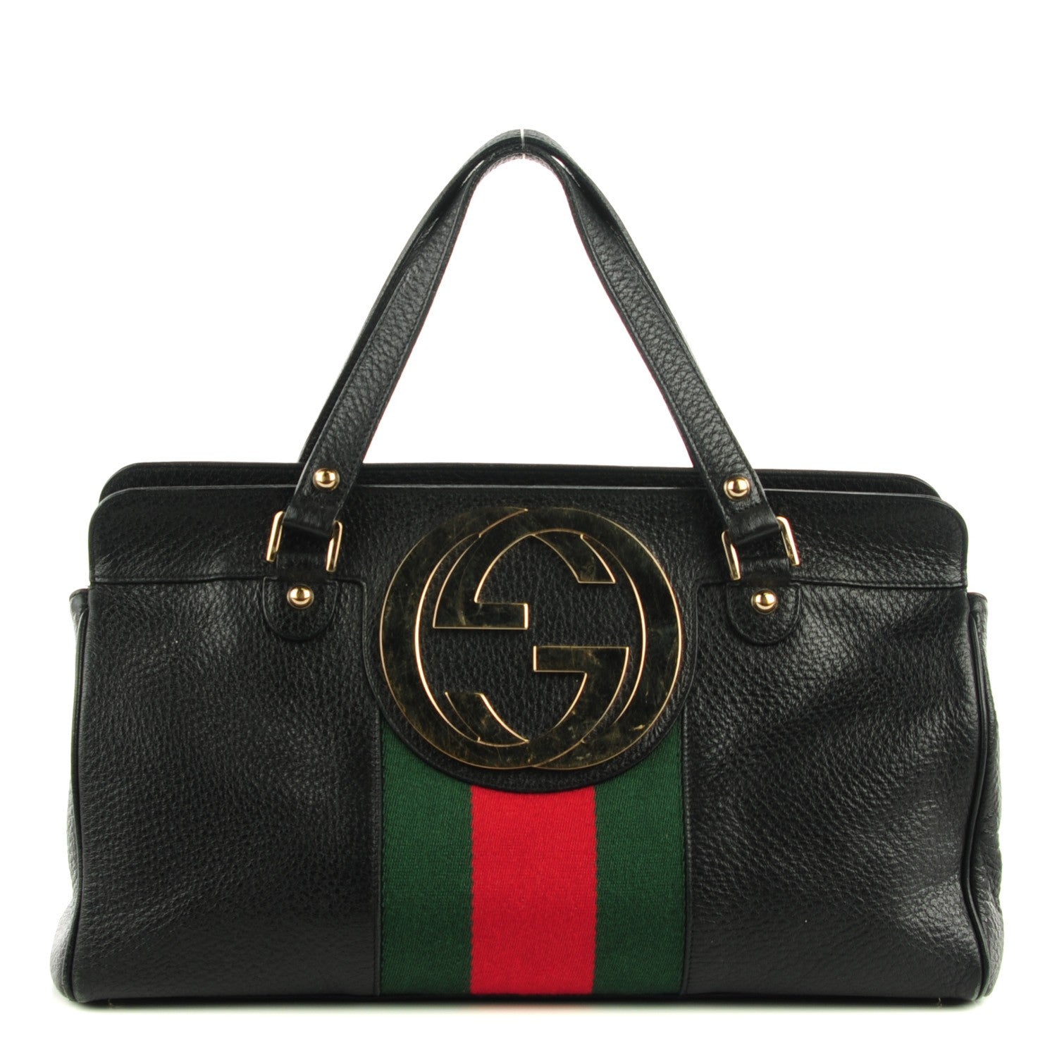 Gucci Leather Blondie Web Satchel Black 1 of 7