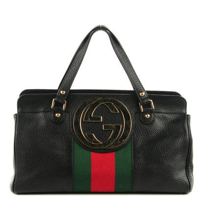 Gucci Leather Blondie Web Satchel Black 1 of 7