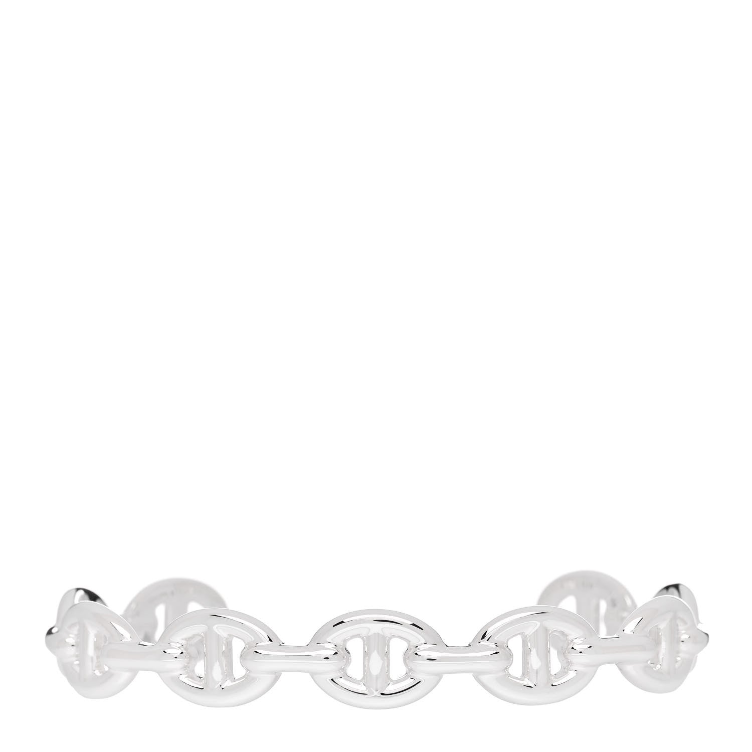 Hermes Sterling Silver MM Chaine d'Ancre Enchainee Cuff Bracelet SH 1 of 5