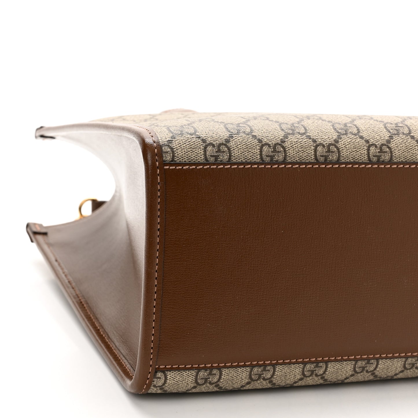 GG Supreme Monogram Azalea Calfskin Small Retro Interlocking G Tote Bag Beige Ebony Brown Sugar