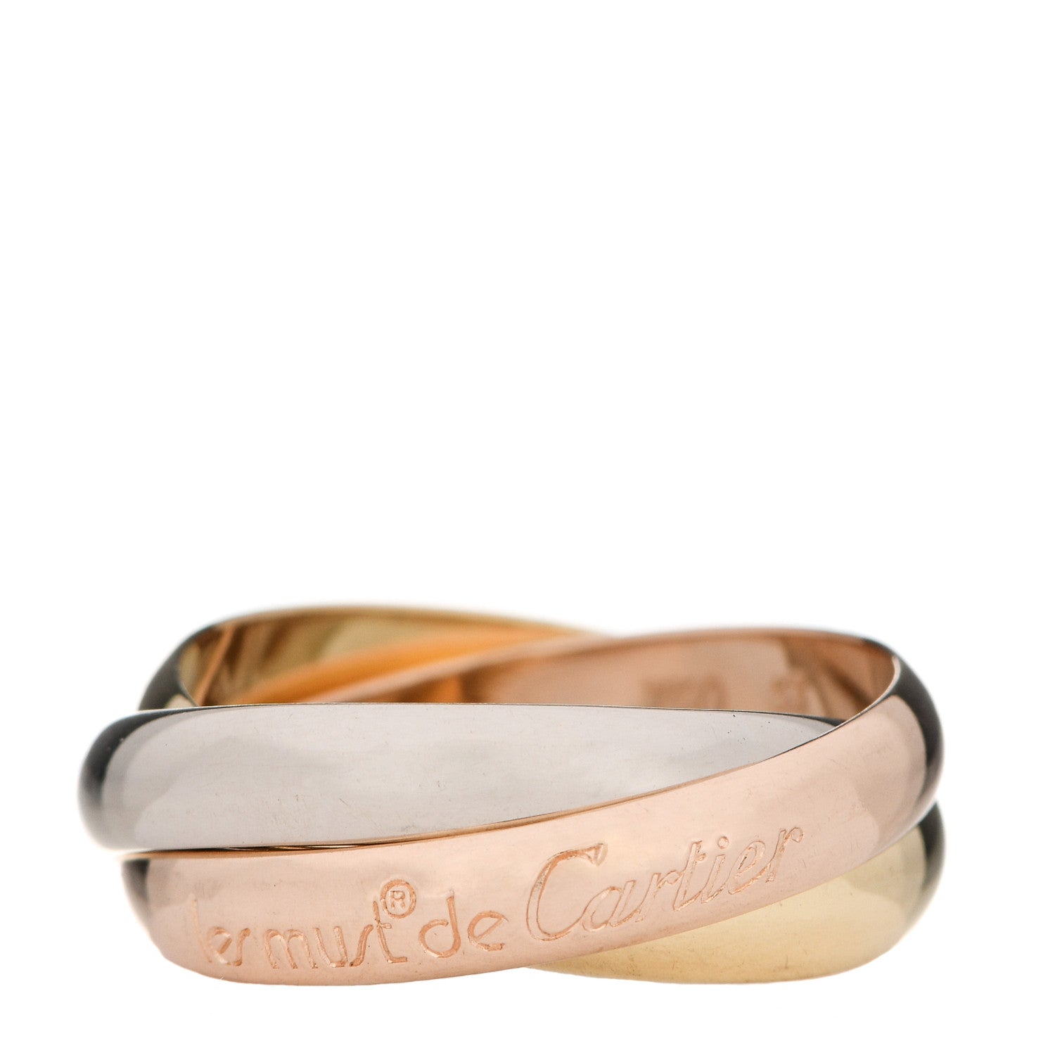 Cartier 18K Pink Yellow White Gold Classic Les Must De Cartier Trinity Ring 53 6.25 1 of 5