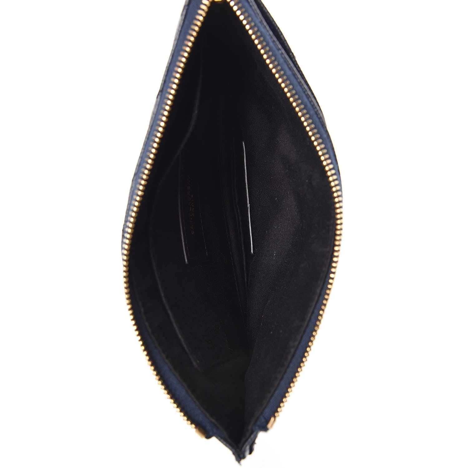 Saint Laurent Grain De Poudre Chevron Monogram Bill Pouch Navy 5 of 8