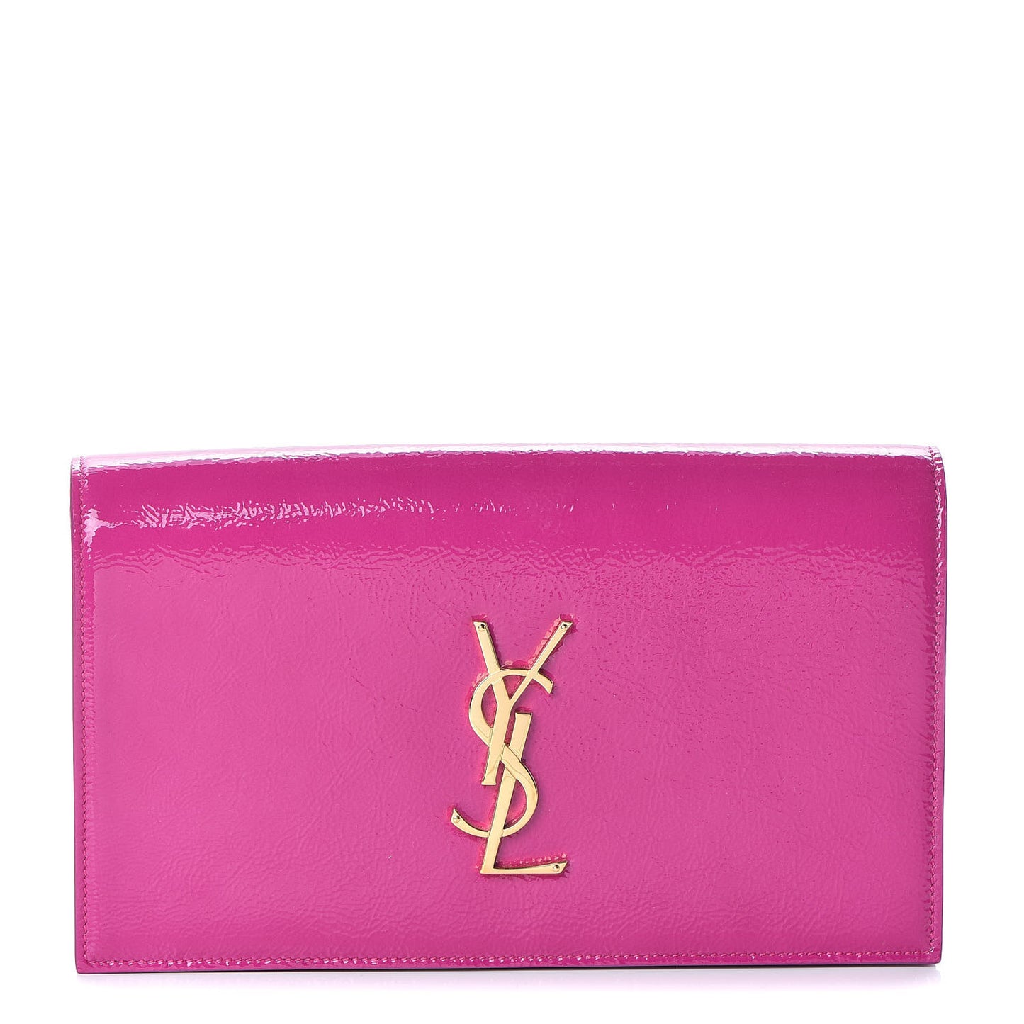 Textured Patent Classic Monogram Kate Clutch Electric Pink