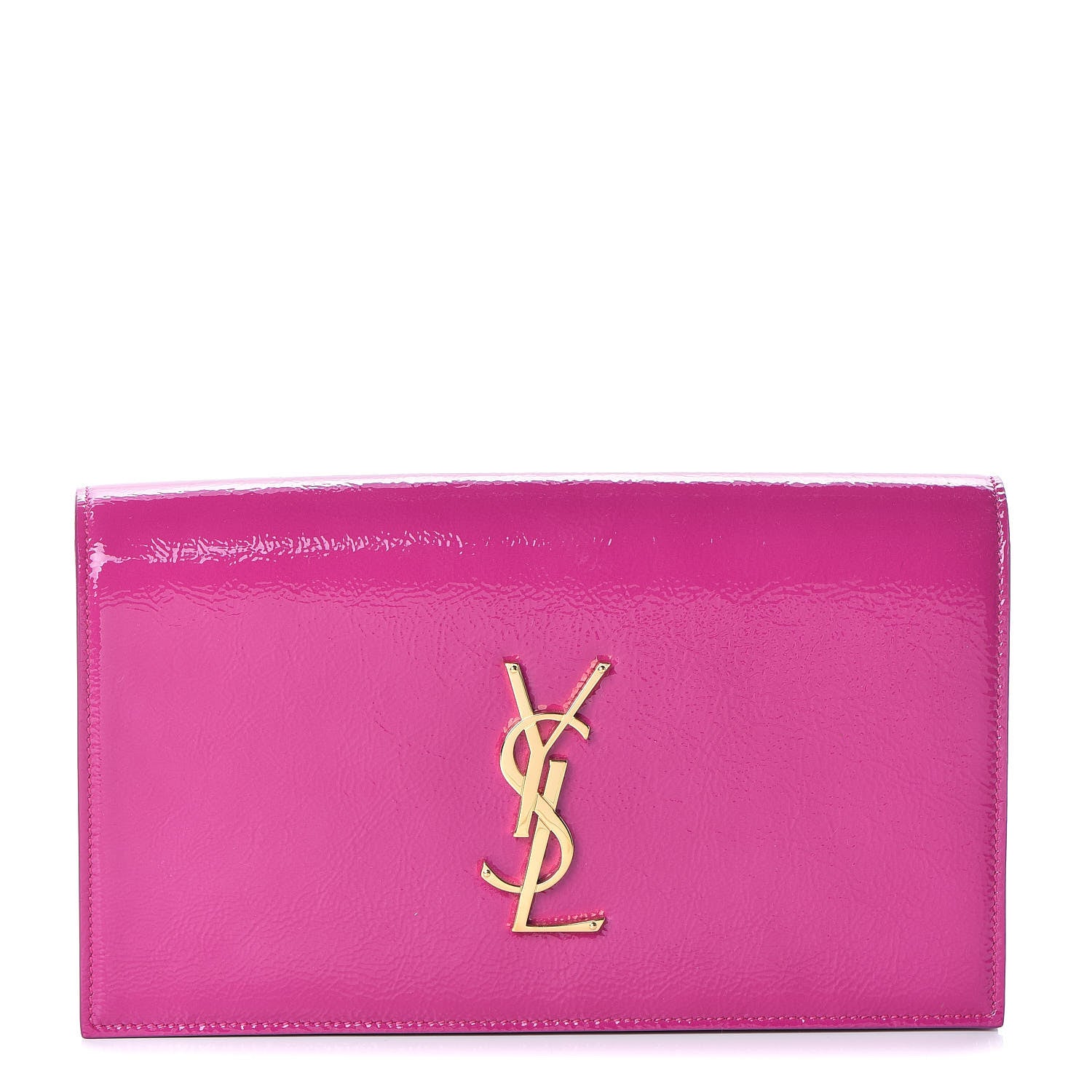 Saint Laurent Textured Patent Classic Monogram Kate Clutch Electric Pink 1 of 6