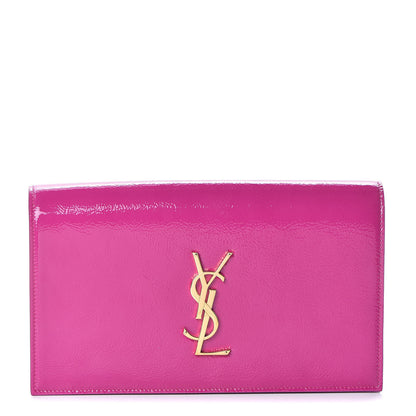 Saint Laurent Textured Patent Classic Monogram Kate Clutch Electric Pink 1 of 6