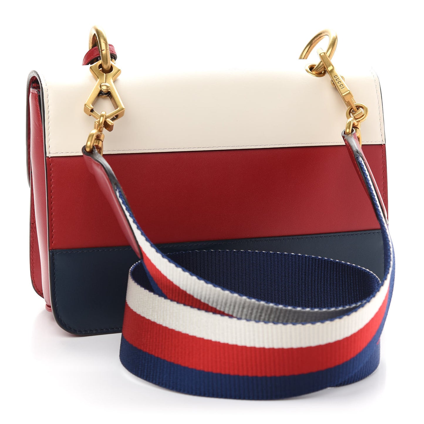 Calfskin Sylvie Web Queen Margaret Shoulder Bag Blue Agata Hibiscus Red Mystic White