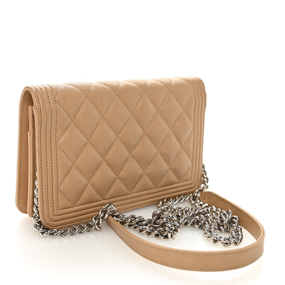 Chanel Caviar Quilted Boy Wallet On Chain WOC Dark Beige 3 of 13