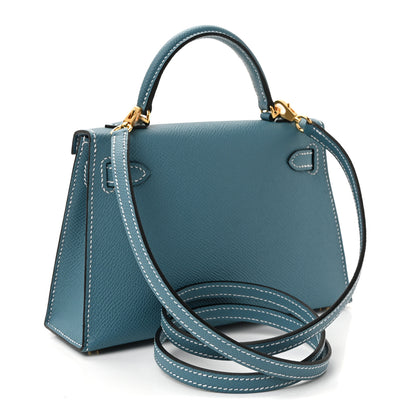 Hermes Epsom Mini Kelly Sellier 20 New Blue Jean 3 of 10