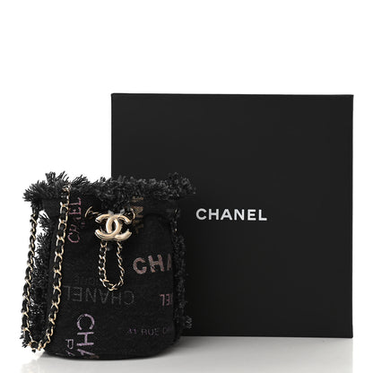Chanel Denim Quilted Mood Mini Bucket With Chain Black Multicolor 11 of 11