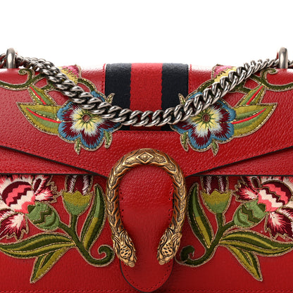 Gucci Calfskin Web Floral Embroidered Small Dionysus Shoulder Bag Hibiscus Red 8 of 11
