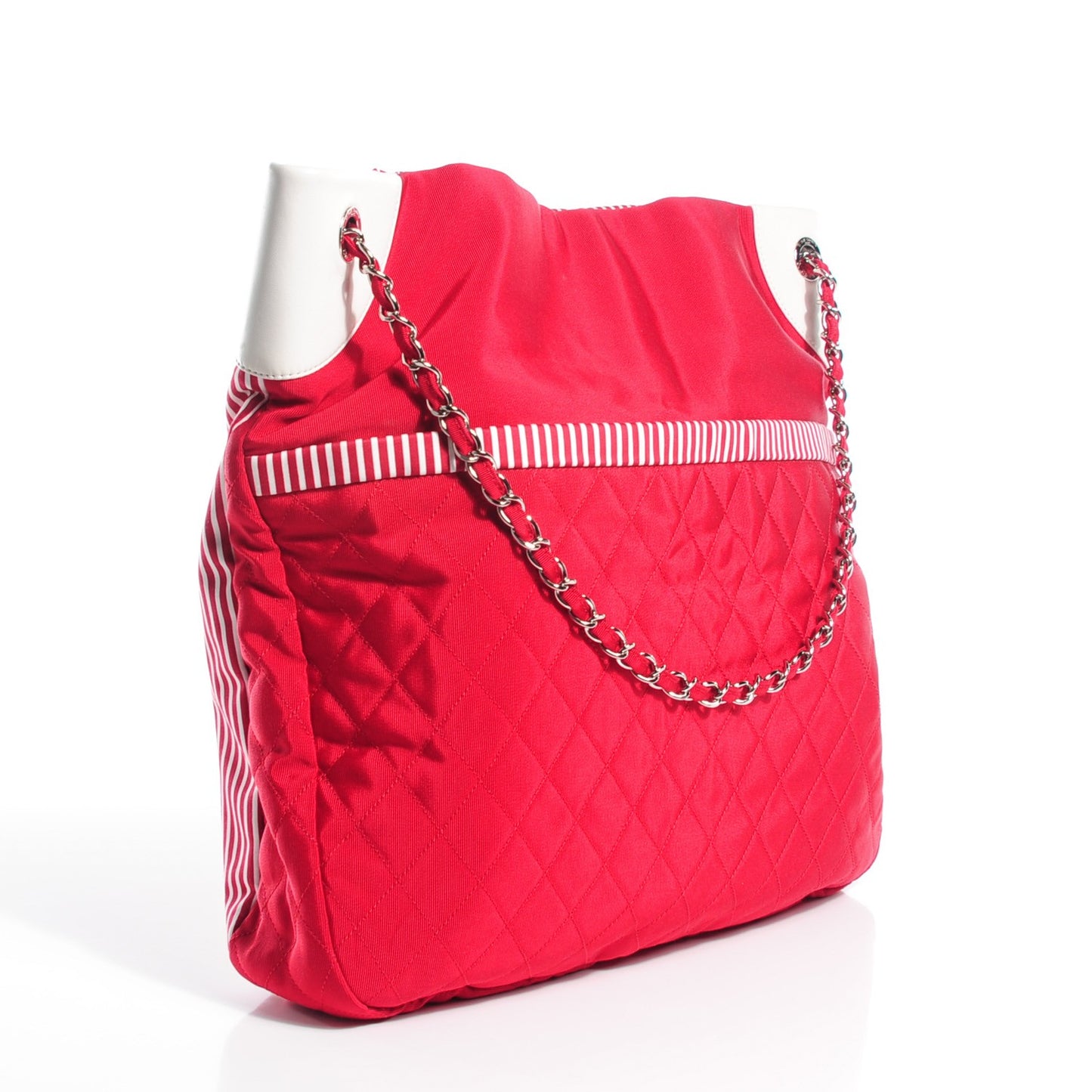 Grosgrain Striped Tote Red White