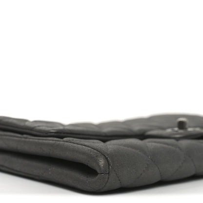 Chanel Metallic Lambskin Quilted Clutch With Chain Flap Dark Grey 9 of 10